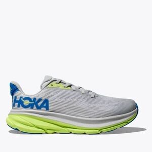 Hoka Gray and Neon Green Running Shoes